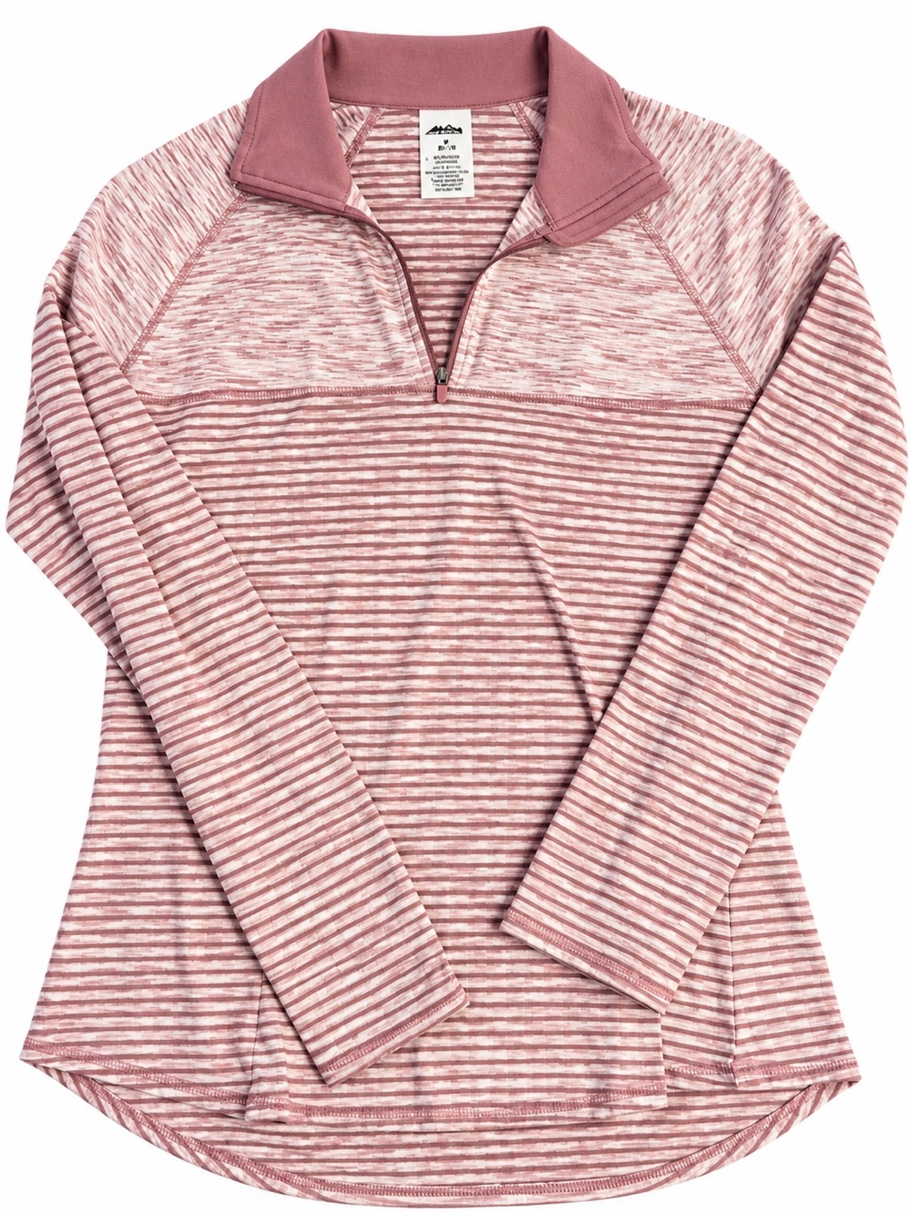 Avia Mauve-Pink Striped Quarter-Zip Pullover 0059